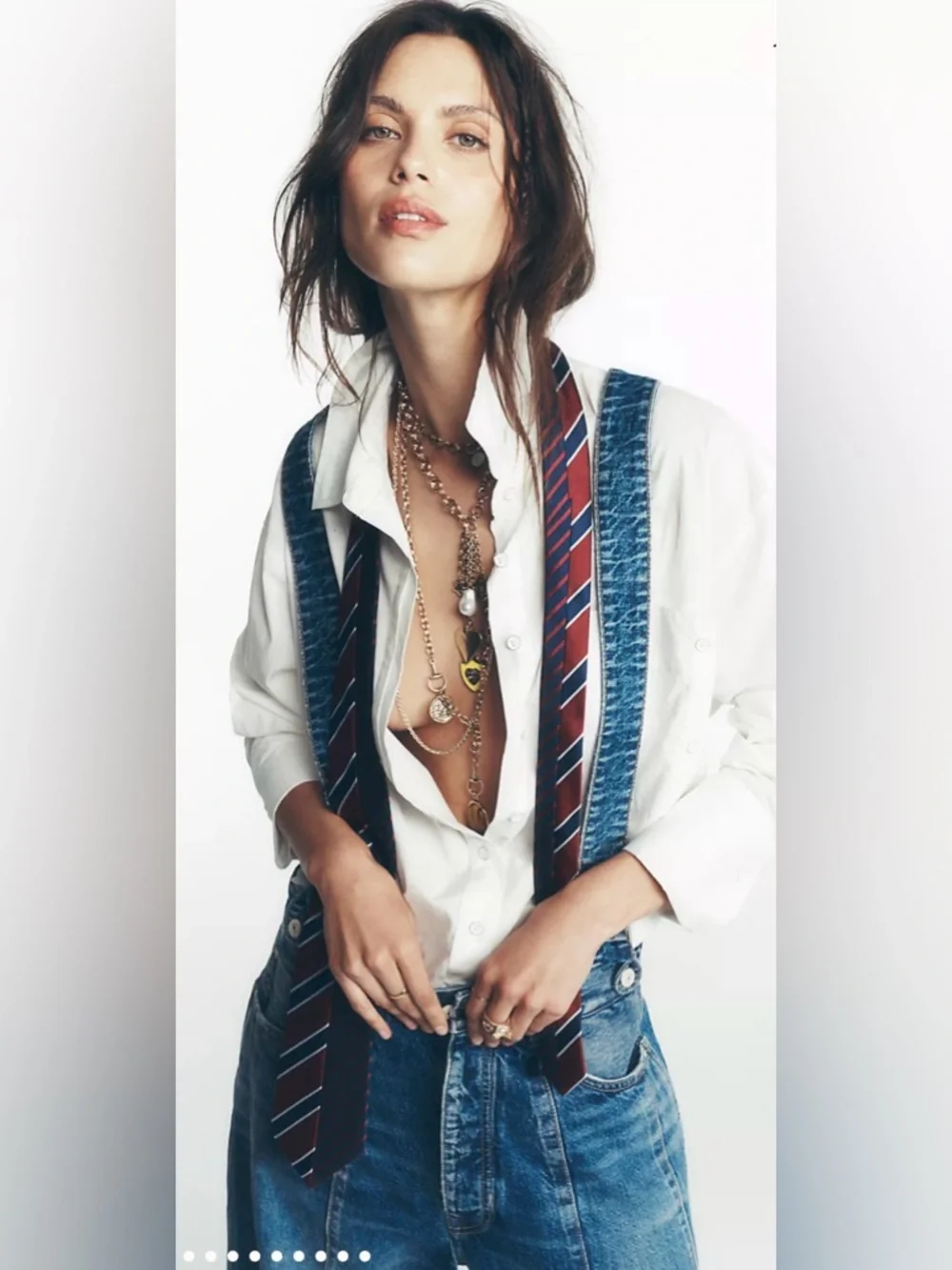 Free People We The Free Berkley Suspender Jeans. NWT. Varsity blues - Picture 7 of 12